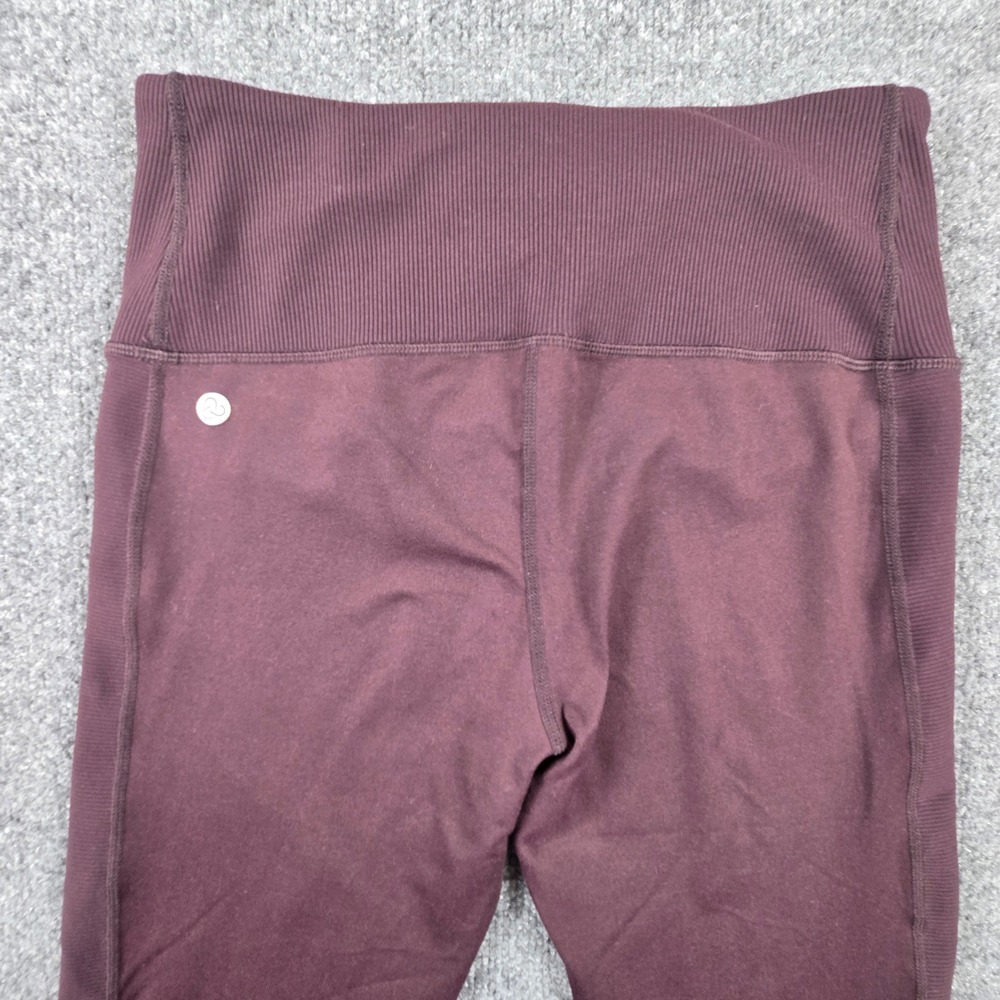 Zella Moto Ribbed High Waist Leggings Women Medium Burgundy Plum Yoga Pants - Picture 8 of 11